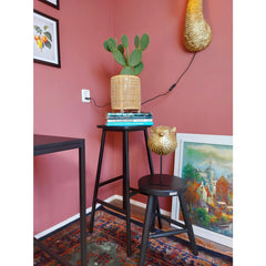 "Workliving Bar Stool Solid Black Oak Bike"