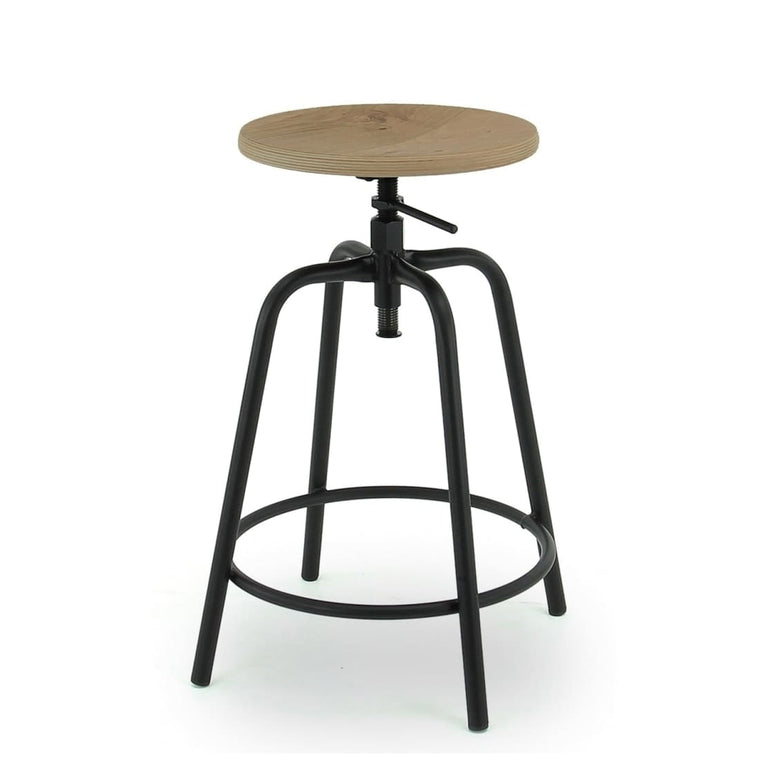 Workliving Low Round Bar Stool Oak Blank
