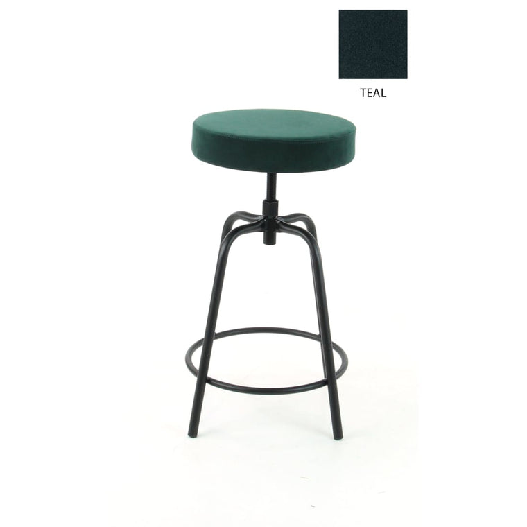Workliving Bar Stool Low Round - Velvet Earth Teal
