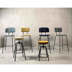 Workliving Bar Stool Low Round - Velvet Earth Teal