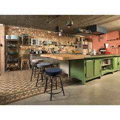 Workliving Bar Stool Low Round - Velvet Earth Forest