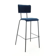 Workliving Tabouret de bar haut Bo - Velours Indigo