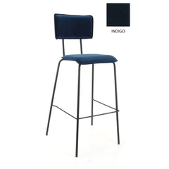 Workliving Tabouret de bar haut Bo - Velours Indigo