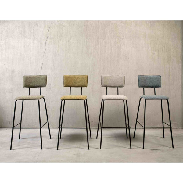Tabouret de bar haut Workliving Bo - Velours sarcelle