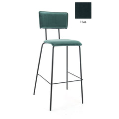 Tabouret de bar haut Workliving Bo - Velours sarcelle