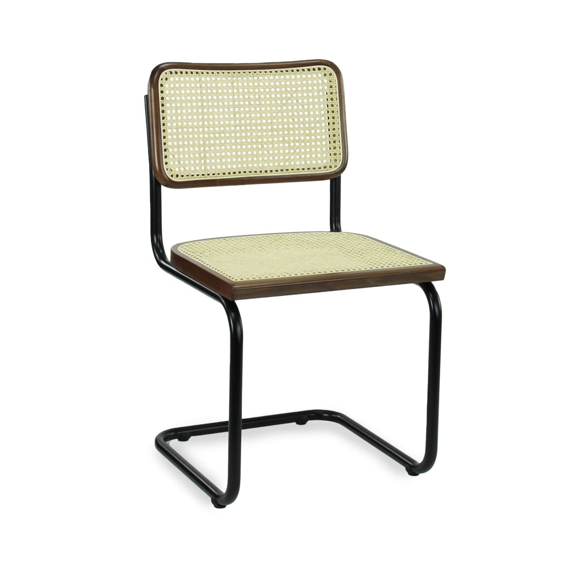 Chaise Basse de Repas Workliving - Design Rotin Noyer / Noir