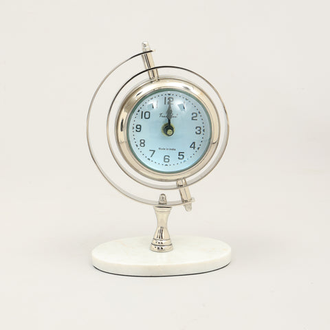 Vintage Marble Base World Globe Desk Clock | Luxury Table Accent