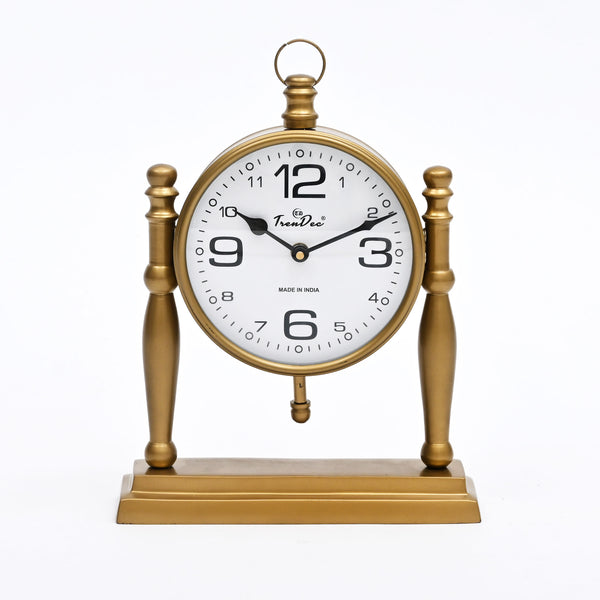 Antieke Zuil Bureauklok met Klassieke Vintage Afwerking