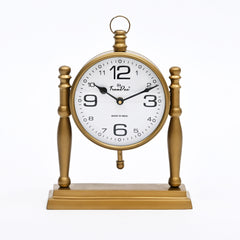 Antieke Zuil Bureauklok met Klassieke Vintage Afwerking