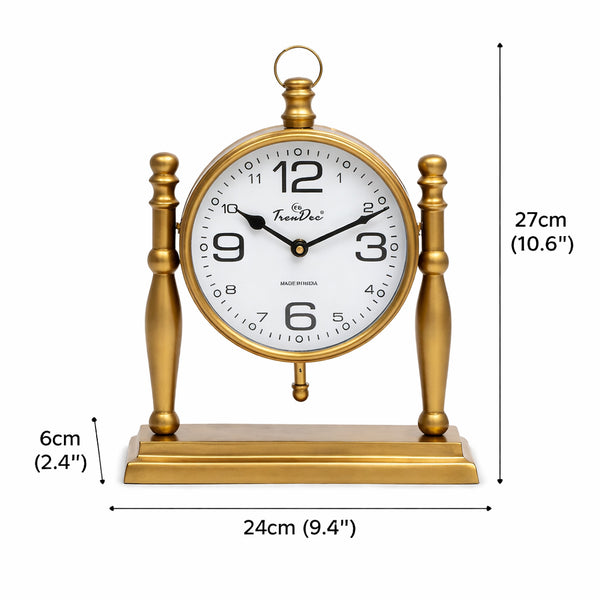 Antieke Zuil Bureauklok met Klassieke Vintage Afwerking