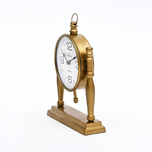 Antieke Zuil Bureauklok met Klassieke Vintage Afwerking