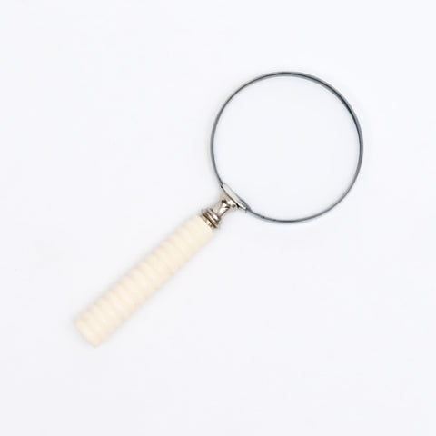 Vintage Style Magnifying Glass with Carved Resin Handle | White
