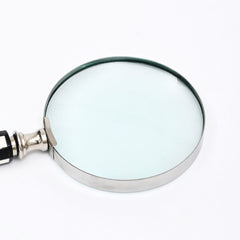 Classic Checkered Handle Magnifying Glass in Steel & Resin | Black