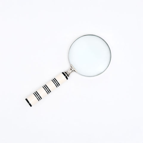 Elegant Cream & Black Resin-Handled Magnifying Glass | Black