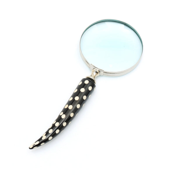Dotted Resin Handle Magnifying Glass with Steel Frame | Black