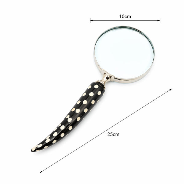 Dotted Resin Handle Magnifying Glass with Steel Frame | Black