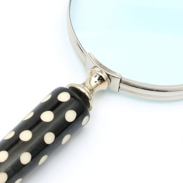 Dotted Resin Handle Magnifying Glass with Steel Frame | Black