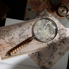 Elegant Resin Handle Magnifying Glass with Steel Frame | Brown