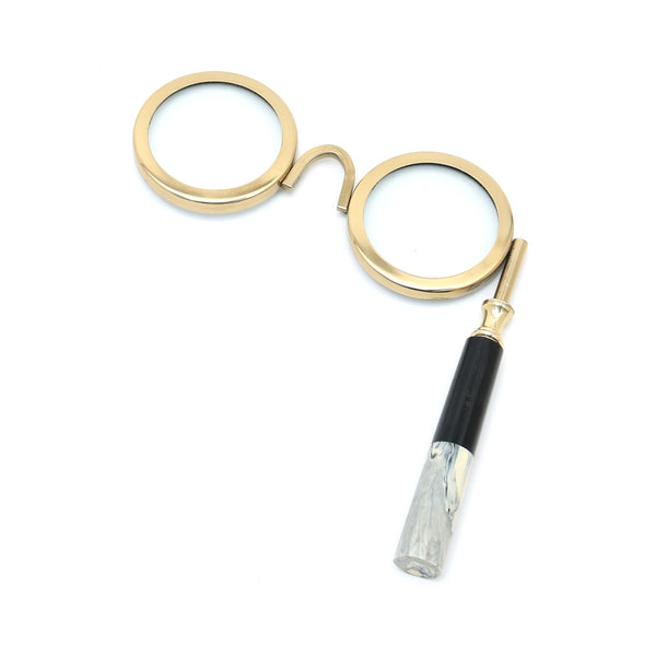 Vergrootglas met dubbele lens in antieke stijl en goudkleurige afwerking