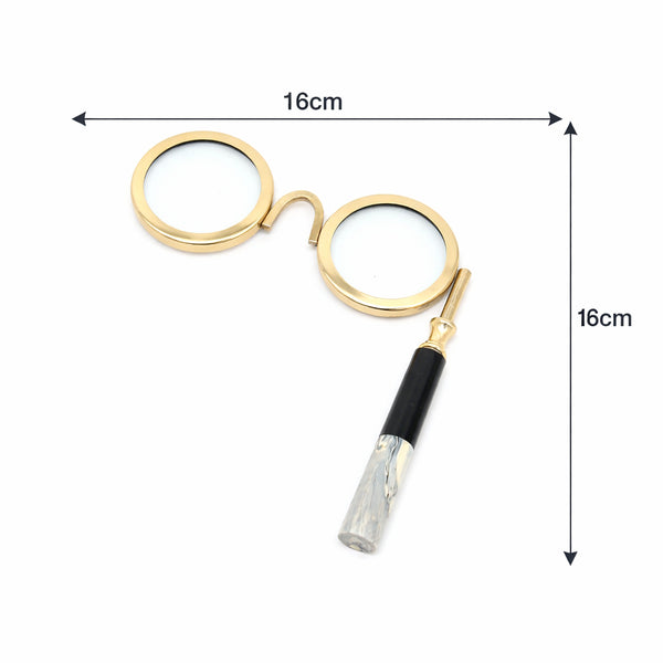 Vergrootglas met dubbele lens in antieke stijl en goudkleurige afwerking