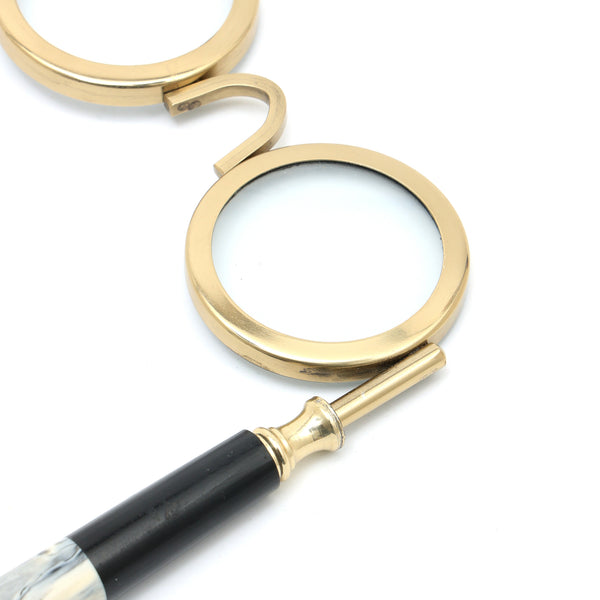 Vergrootglas met dubbele lens in antieke stijl en goudkleurige afwerking