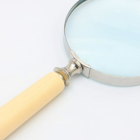 Luxury Cream Handle Magnifying Glass with Steel Frame | White