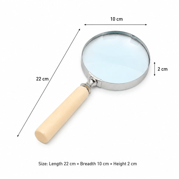 Luxury Cream Handle Magnifying Glass with Steel Frame | White