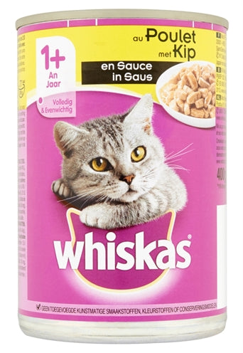 WHISKAS ADULT KIPPENBROKJES IN SAUS BLIKJES 12 x 400 g