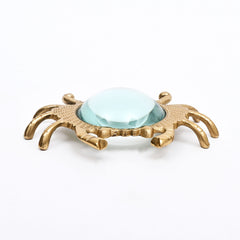 Loupe décorative de bureau en aluminium finition or, motif crabe