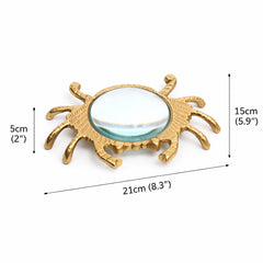 Loupe décorative de bureau en aluminium finition or, motif crabe
