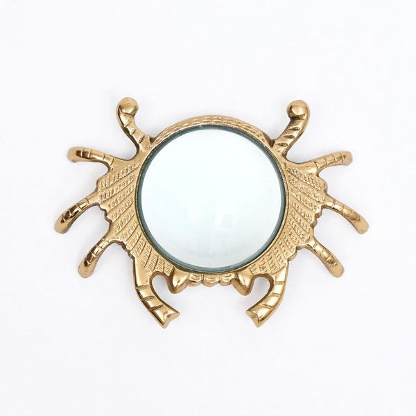 Loupe décorative de bureau en aluminium finition or, motif crabe