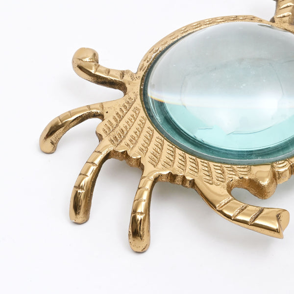 Loupe décorative de bureau en aluminium finition or, motif crabe