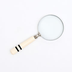 Classic Striped Handle Magnifying Glass Steel & Resin Design | Black & White