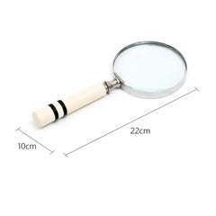 Classic Striped Handle Magnifying Glass Steel & Resin Design | Black & White