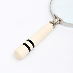 Classic Striped Handle Magnifying Glass Steel & Resin Design | Black & White