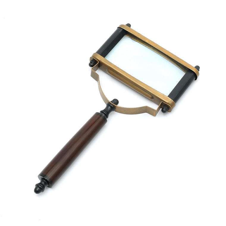 Vintage Rectangular Magnifying Glass with Metal Frame | Black