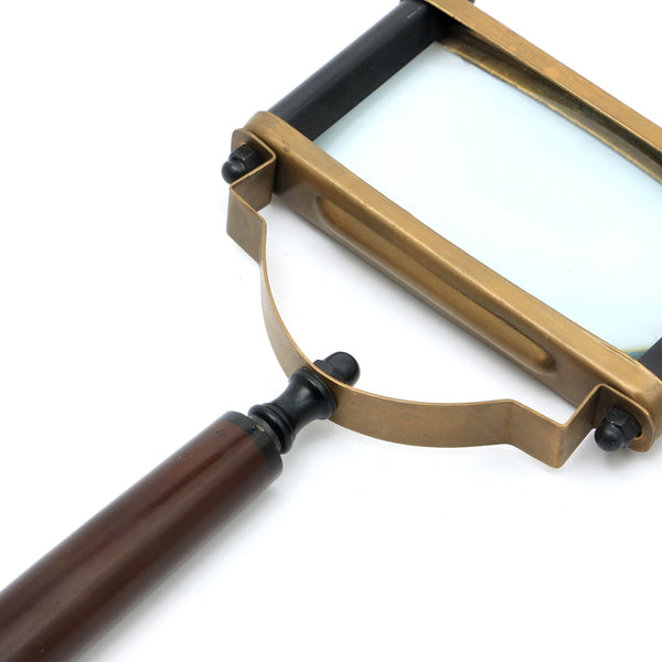 Vintage Rechthoekige Vergrootglas met Metalen Frame | Zwart
