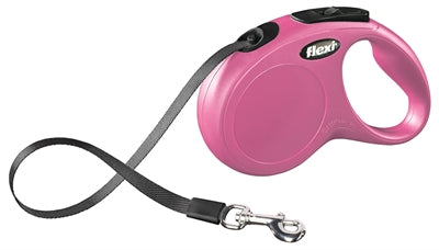 FLEXI oprolbare hondenriem Classic Tape roze S 5 m
