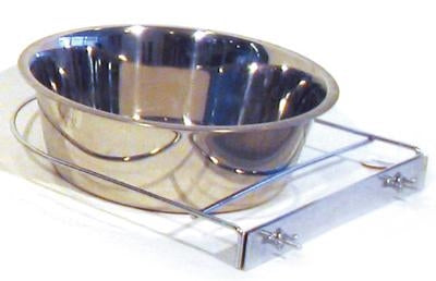 Stainless steel dog bowl with screw mount 21 cm