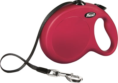 Laisse rétractable FLEXI Classic à ruban rouge L 8 m