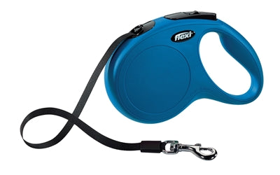 Laisse rétractable FLEXI Classic à ruban Bleu M 5 m