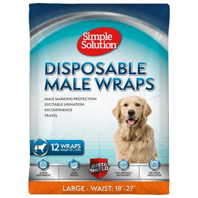 Simple Solution Disposable Urine Belt for Male Dogs, Large, 12 pcs