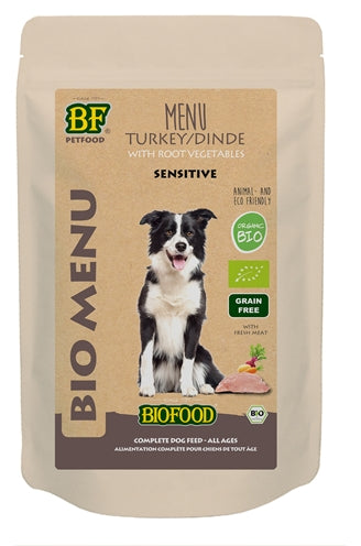 BF Petfood Organic Dog Turkey Menu Pouch 15x150 g