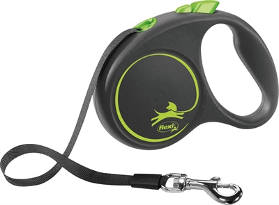 FLEXI Black Design tape retractable leash, green, S, 5 m, up to 15 kg