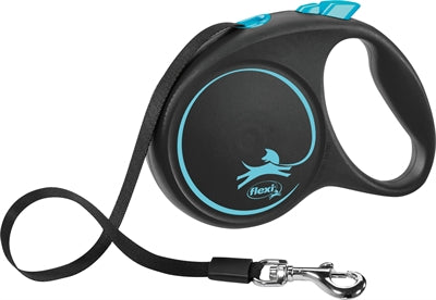FLEXI retractable leash Black Design Tape, blue, M, 5 m, up to 25 kg