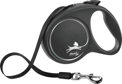 FLEXI retractable leash Black Design, blue tape, L, 5 m, up to 50 kg