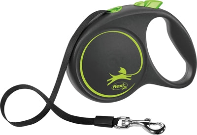 FLEXI retractable tape leash Black Design, green, L, 5 m, up to 50 kg