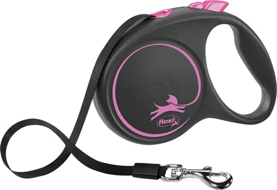 FLEXI retractable leash Black Design pink tape L 5 m up to 50 kg
