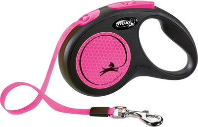 FLEXI retractable leash New Classic Neon Tape Black/Pink S 5 m up to 15 kg
