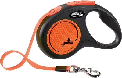 FLEXI retractable leash New Classic neon tape black/orange S 5 m up to 15 kg